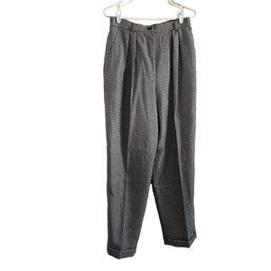 Talbots Vintage 12 Houndstooth Worsted Wool High Rise Pleated Trouser Pant NWT